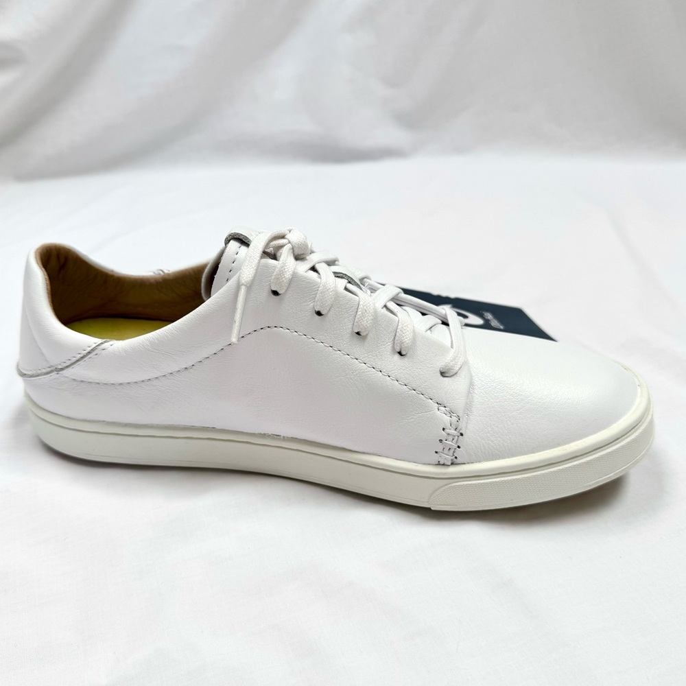 New OluKai Pehuea Li Ili Leather Women’s Slip On In Sneakers Shoes 8.5 White NIB - Picture 3 of 12